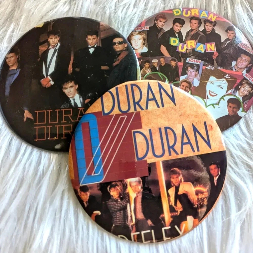 Duran Duran HUGE 6" Buttons Pins Set of 3- Vintage 80s- Simon Lebon John Taylor - Picture 1 of 9